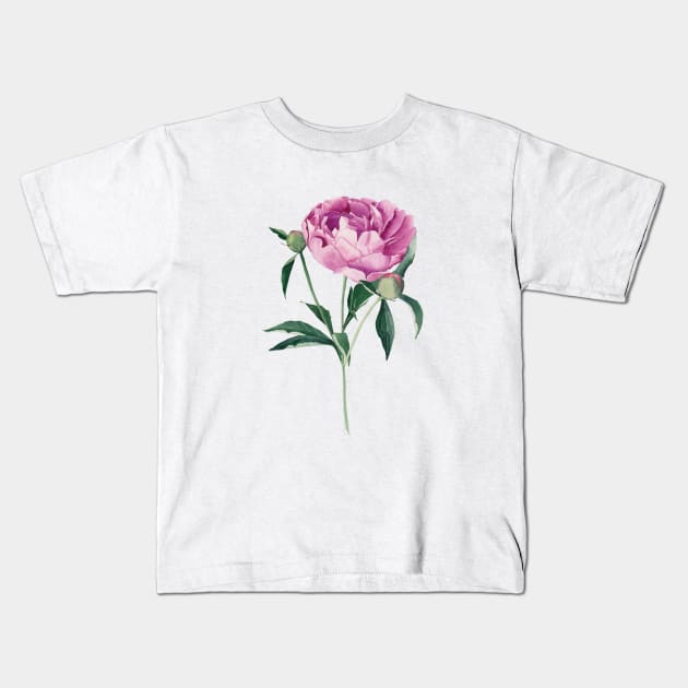 Watercolor peony flower Kids T-Shirt by InnaPatiutko